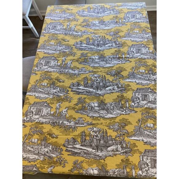 Williams-Sonoma Other - Williams Sonoma Gold Toile Tablecloth 100% Cotton Pastoral Scene Italy 68”x 108”
